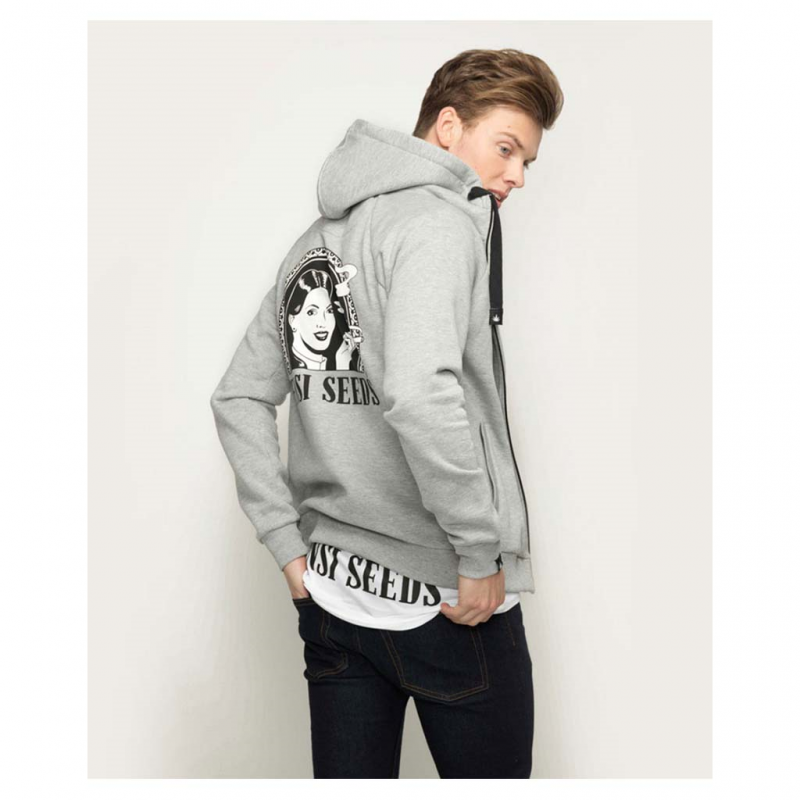 Sudadera Sensi Seeds Capucha Original con Cremallera Gris (Talla XXL) - Imagen 1